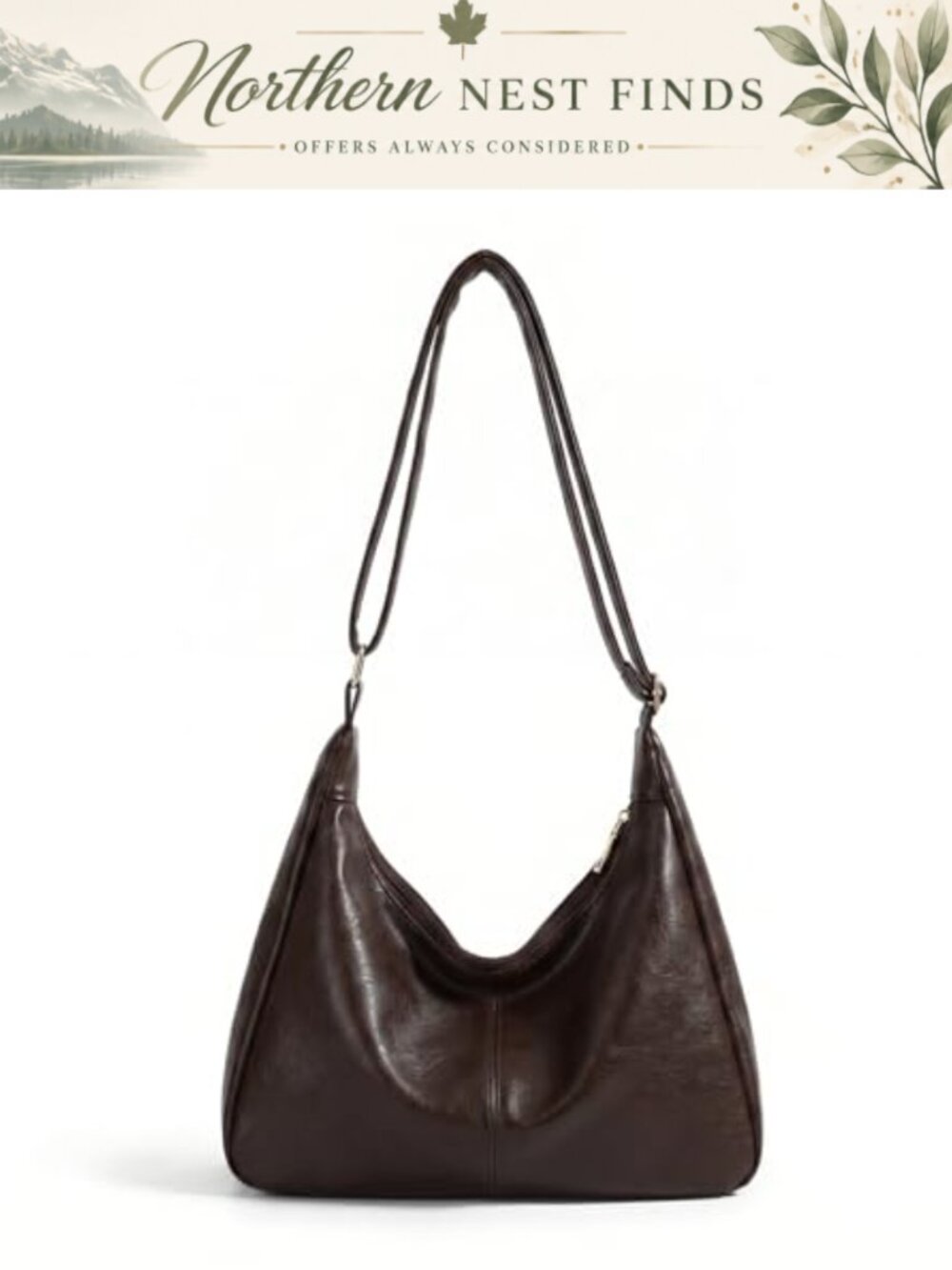 Slouchy Hobo Bag Soft Faux Leather Adjustable Crossbody Shoulder Purse